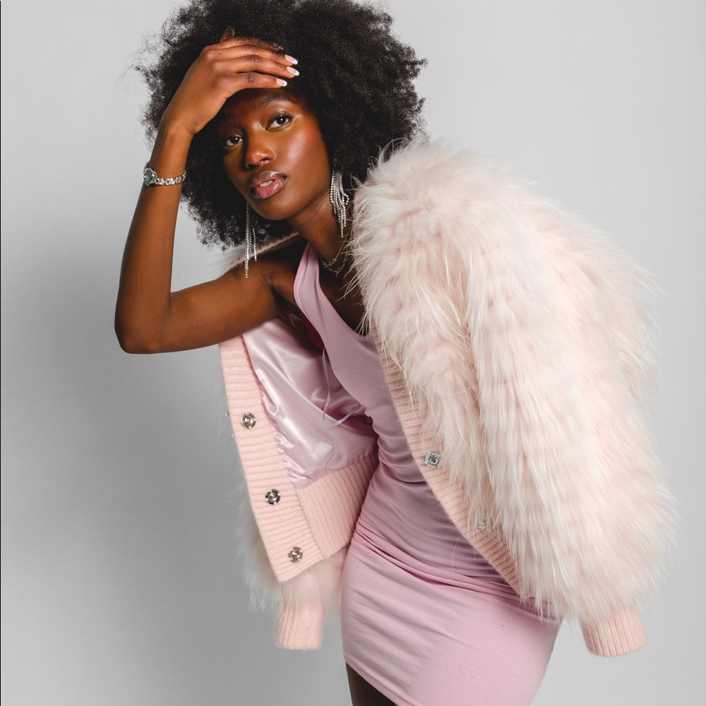 Fly Girl Furs Light Pink Fox Fur Bomber